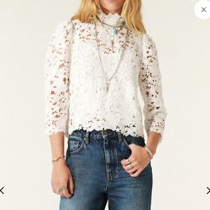 ba&sh Floral Lace Women's Top in Cream